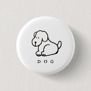 Funny Cartoon Sitting Dog Button