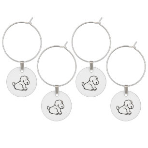 Funny Cartoon Sitting Dog Wine Charm