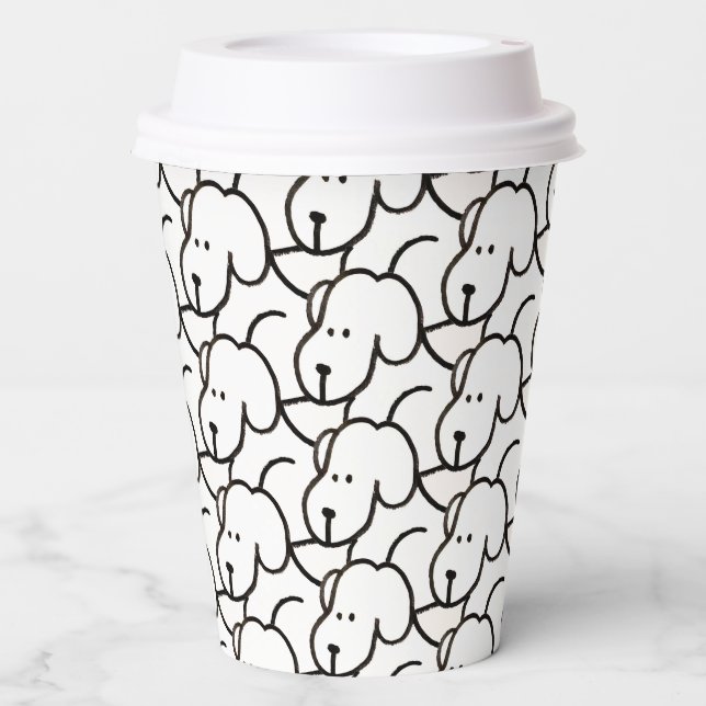 Funny Cartoon Sitting Dogs Paper Cups (Front)