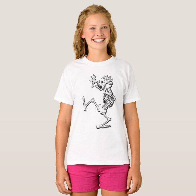 Funny Cartoon Skeleton T-Shirt (Front Full)