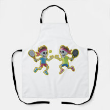 Funny Cartoon Skeletons Playing Padel Tennis – 3D 
