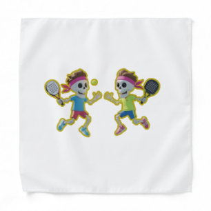 Funny Cartoon Skeletons Playing Padel Tennis – 3D Bandana