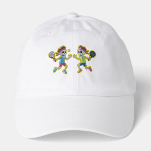 Funny Cartoon Skeletons Playing Padel Tennis – 3D Hat