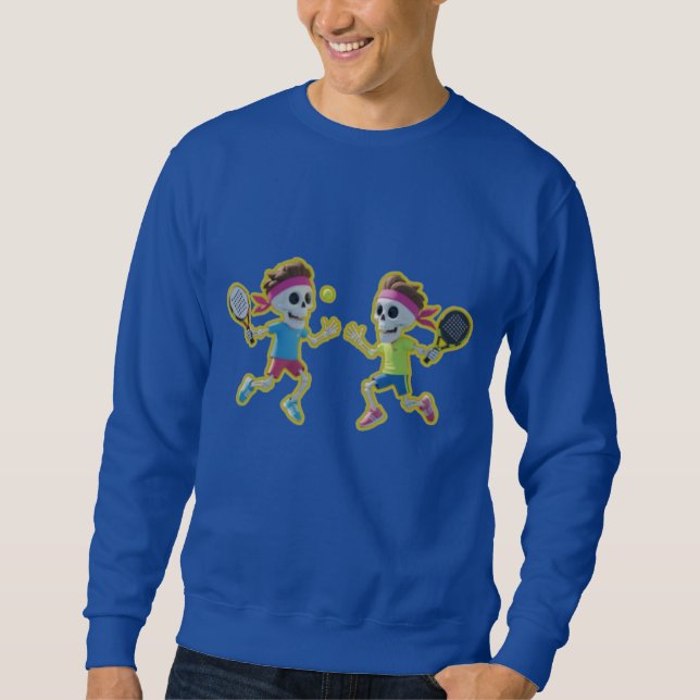 Funny Cartoon Skeletons Playing Padel Tennis – 3D  Sweatshirt (Front)