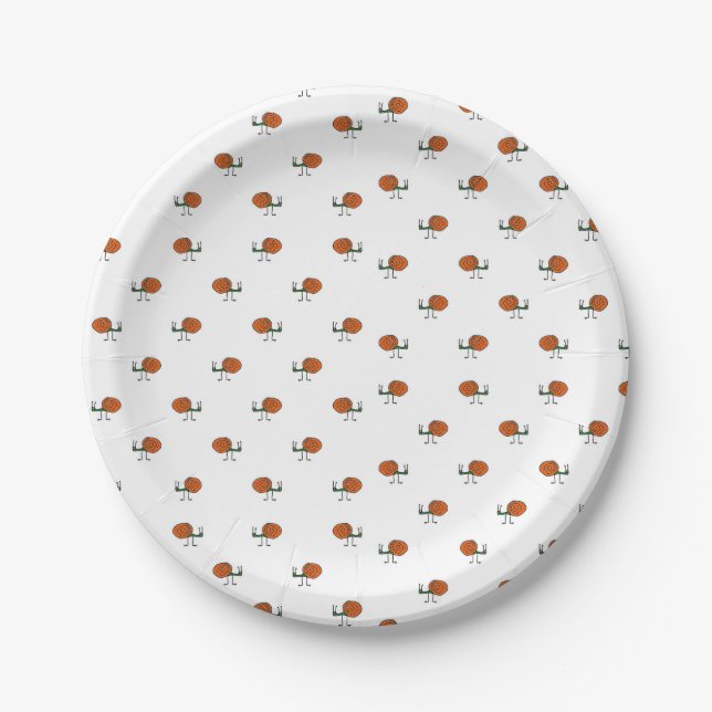 Funny Cartoon Sketchy Snail Drawing Pattern Paper Plates (Front)