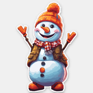 Funny cartoon Snowman Sticker