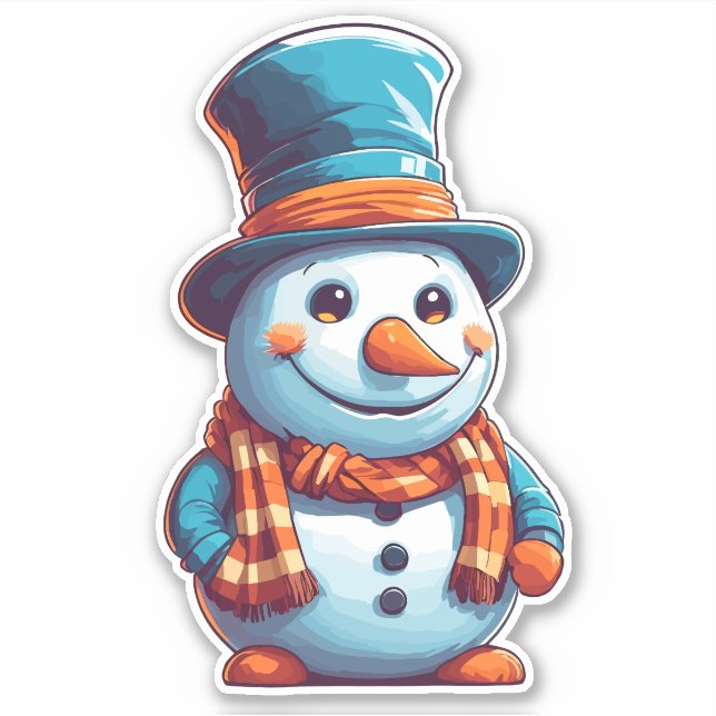 Funny cartoon Snowman Sticker (Front)