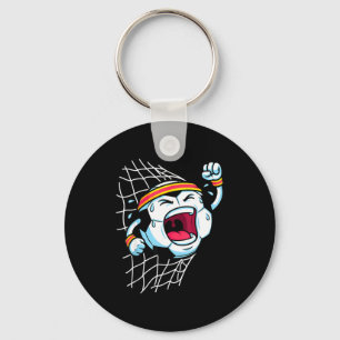 Funny Cartoon Soccer Ball Breaking Net Scoring Goa Keychain