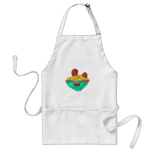 Funny cartoon spaghetti meatballs art adult apron