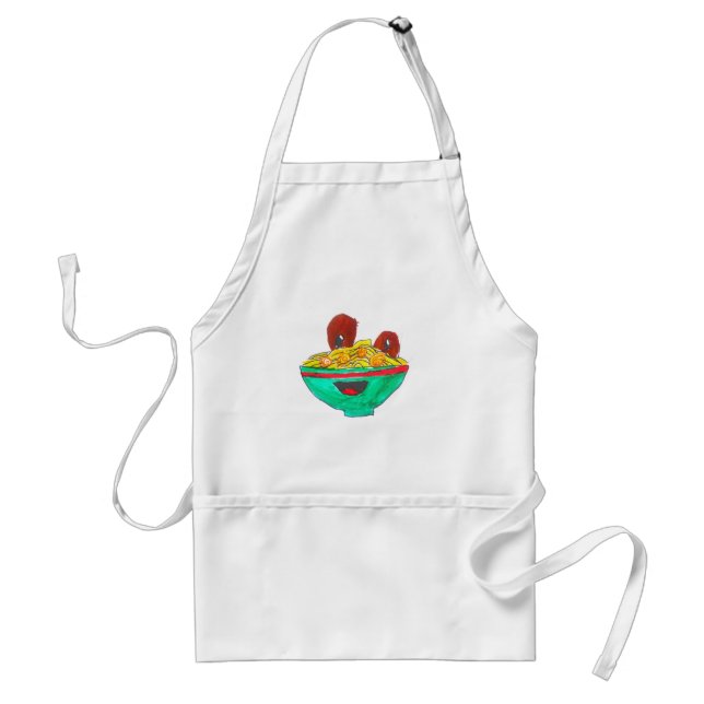 Funny cartoon spaghetti meatballs art adult apron (Front)