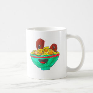 Funny cartoon spaghetti meatballs art coffee mug