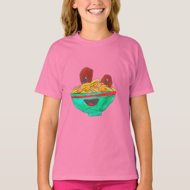 Funny cartoon spaghetti meatballs art T-Shirt (Front)