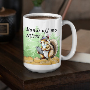 Funny cartoon squirrel cellphone forest nuts  coffee mug