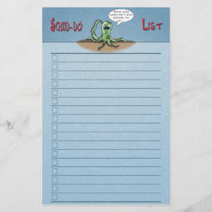 Funny Cartoon Stationery: Squid-do list check boxe
