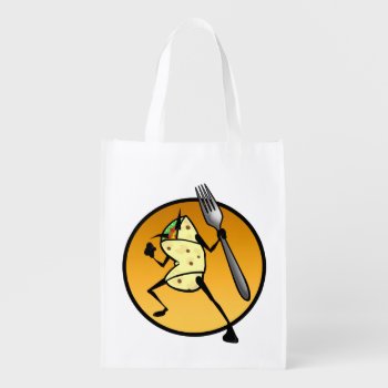 Funny Cartoon Style Burrito Reusable Shopping Bag by AHOIHOI at Zazzle