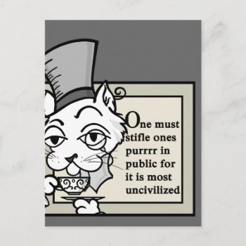 Funny Cartoon Style Cat With Top Hat Postcard by AHOIHOI at Zazzle