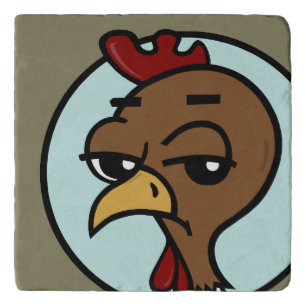 FUNNY CARTOON STYLE CHICKEN MARBLE STONE TRIVET