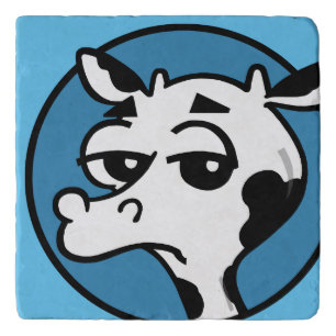 FUNNY CARTOON STYLE COW MARBLE STONE TRIVET