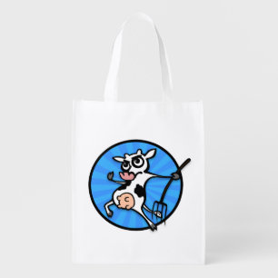 FUNNY CARTOON STYLE COW REUSABLE SHOPPING BAG