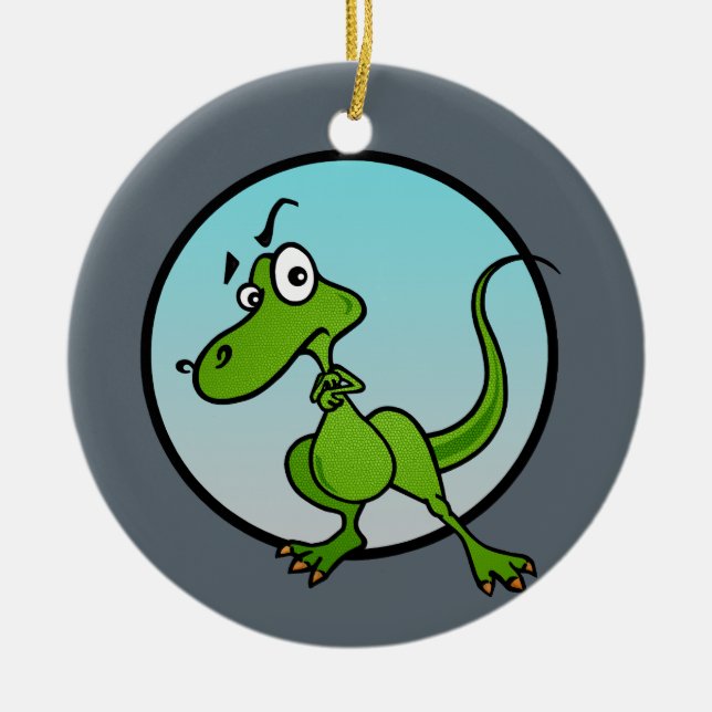 FUNNY CARTOON STYLE DINOSAUR CHRISTMAS ORNAMENT (Front)