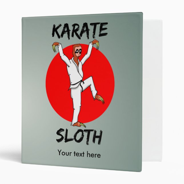 Funny Cartoon Style Sloth Doing Martial Arts 3 Ring Binder (Front/Inside)