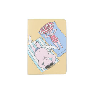 Funny Cartoon Sunbathers Passport Holder
