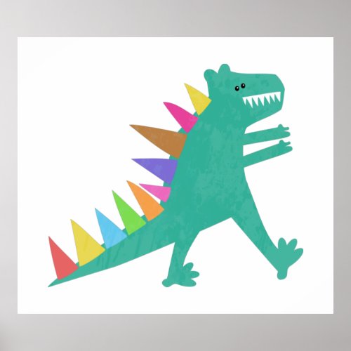 Funny Cartoon T Rex Dinosaur Monster Poster
