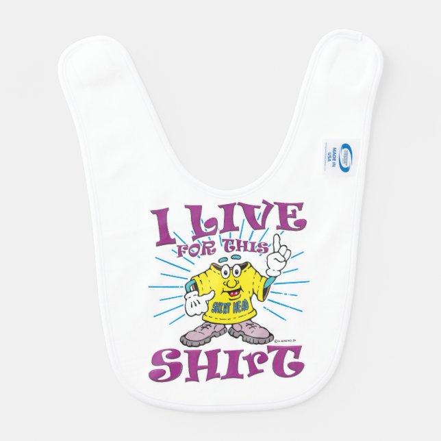 Funny Cartoon T-Shirt Character and Slogan Baby Bib (Back)