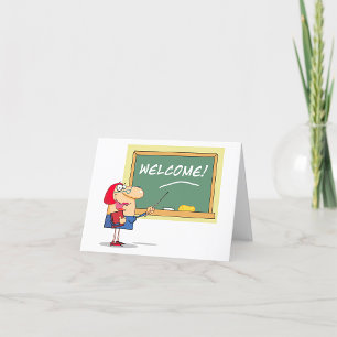 Funny Cartoon Teacher Welcome Back to School Letterpress Thank You Card