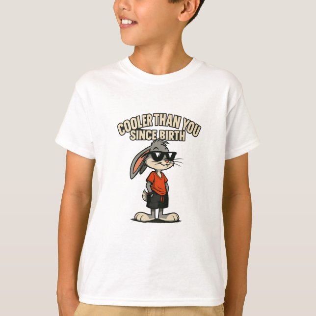 Funny Cartoon Tee|Cool Bunny T-Shirt (Front)