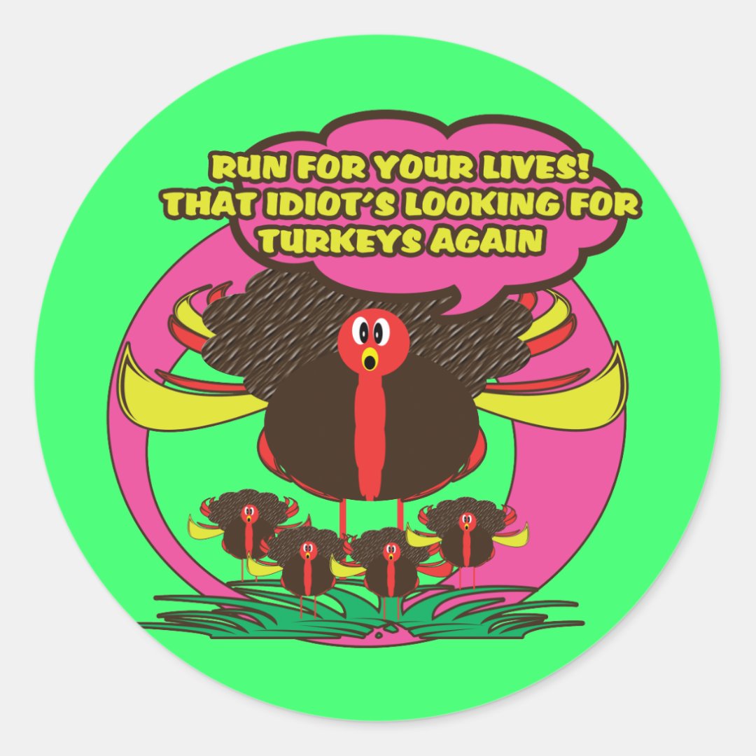 Funny Cartoon Thanksgiving Turkey Stickers Cute Zazzle 7424