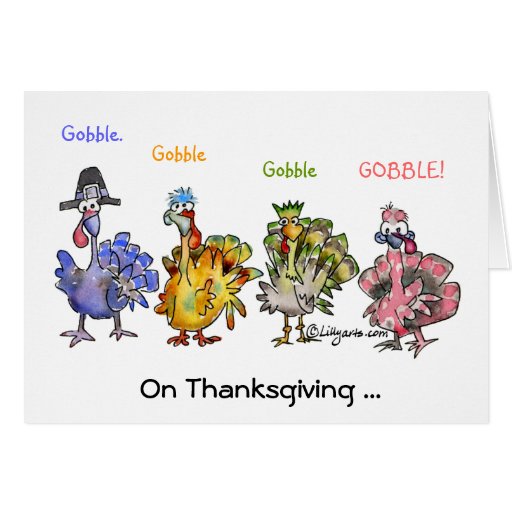 Funny Cartoon Thanksgiving Turkeys Greeting Card | Zazzle