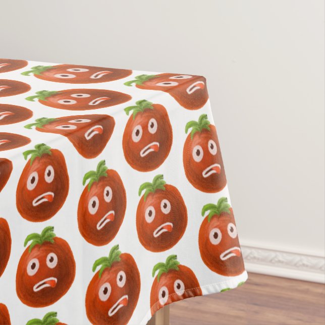 Funny Cartoon Tomato Pattern Tablecloth (In Situ)
