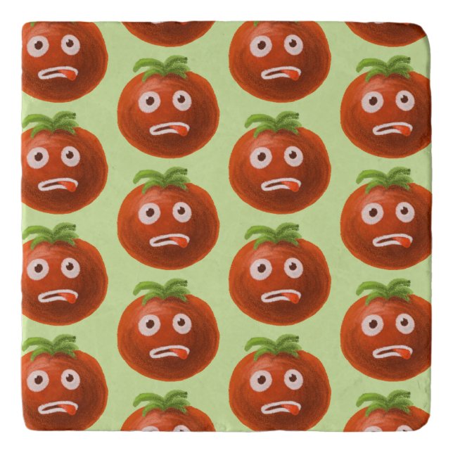 Funny Cartoon Tomato Pattern Trivet (Front)
