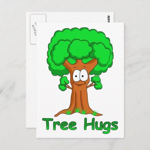 Funny Cartoon Tree Hugs Postcard | Zazzle