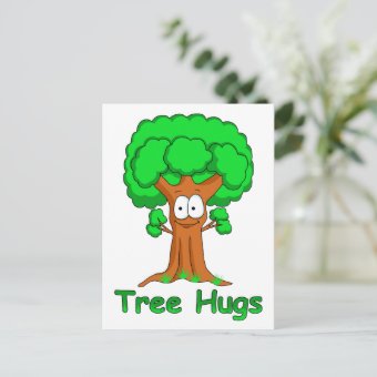 Funny Cartoon Tree Hugs Postcard | Zazzle