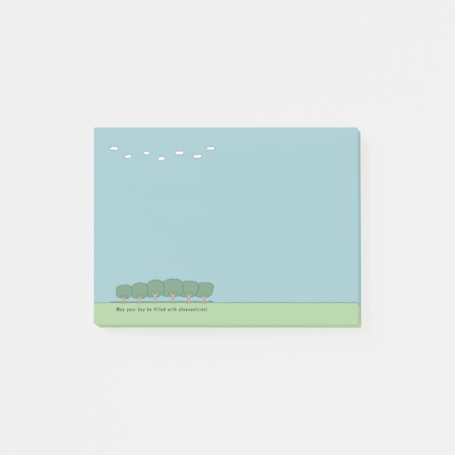 Funny Cartoon Trees and Clouds 4 x 3 Post-it Notes (Front)