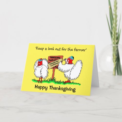 Funny Cartoon Turkeys Lockdown Thanksgiving Holiday Card