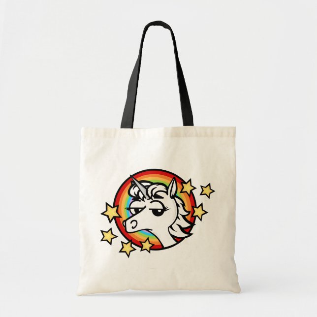 FUNNY CARTOON UNICORN BUDGET TOTE BAG (Front)