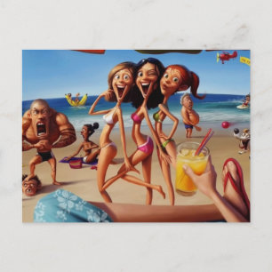 funny cartoon vacation postcard
