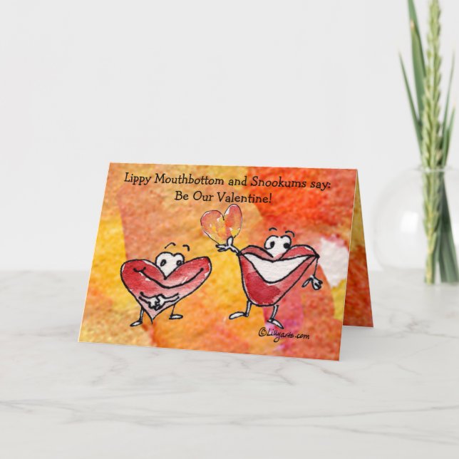 Funny Cartoon Valentine Card Hearts (Front)
