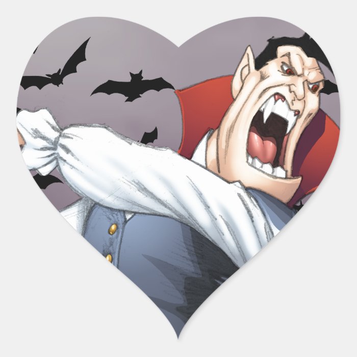 Funny Cartoon Vampire with Bats by Al Rio Sticker