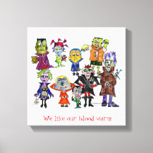 Funny Cartoon Vampires Canvas Print