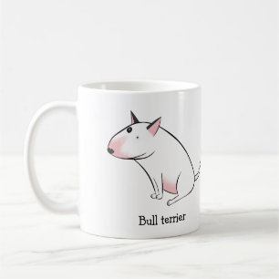 Funny cartoon white bull terrier coffee mug