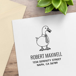 Funny Cartoon White Duck Pet Necktie Address Rubber Stamp