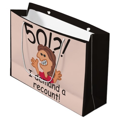 Funny Cartoon Woman Recount 50th Birthday Large Gift Bag