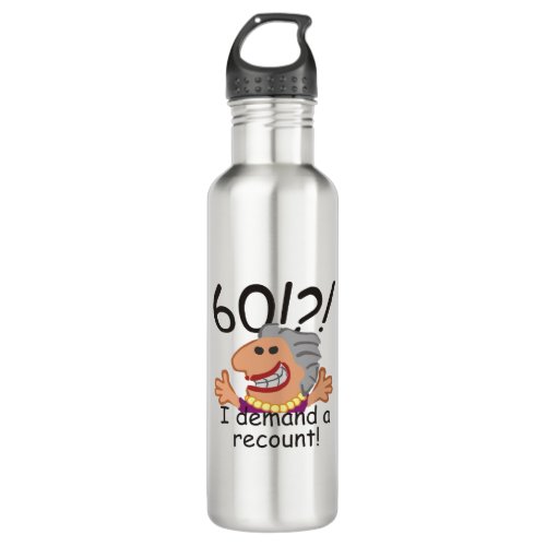 Funny Cartoon Woman Recount 60th Birthday Stainless Steel Water Bottle