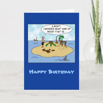 Funny Cartoon Woodturner On Deserted Island Card by alinaspencil at Zazzle