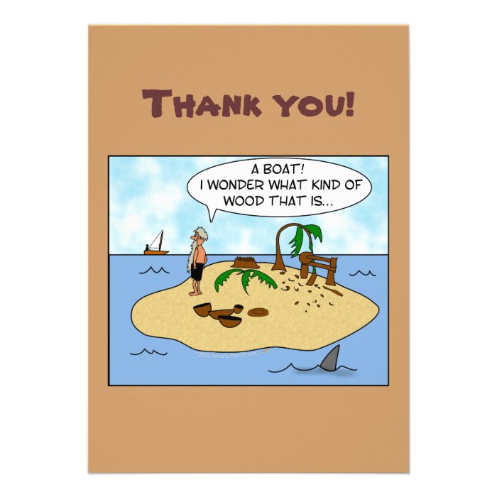 Funny Cartoon Woodturner on Deserted Island Custom Invite