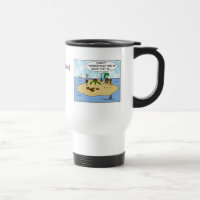 Funny Cartoon Woodturner on Deserted Island Travel Mug